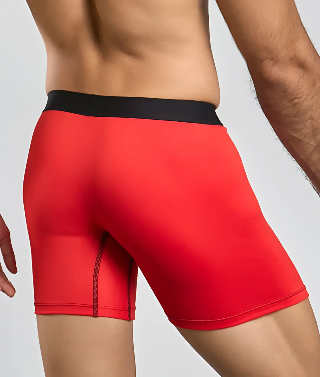 Red athletic briefs with black waistband from malebasics classic tripack for comfortable everyday wear