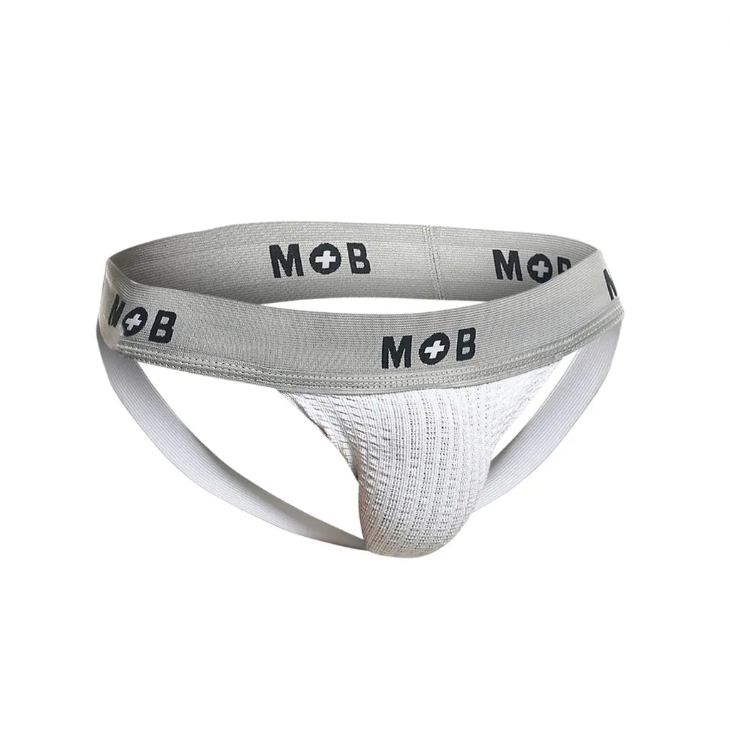 MaleBasics Men's Underwear MBL107 MOB Classic Fetish Jock 3 Inches Jockstrap Color White