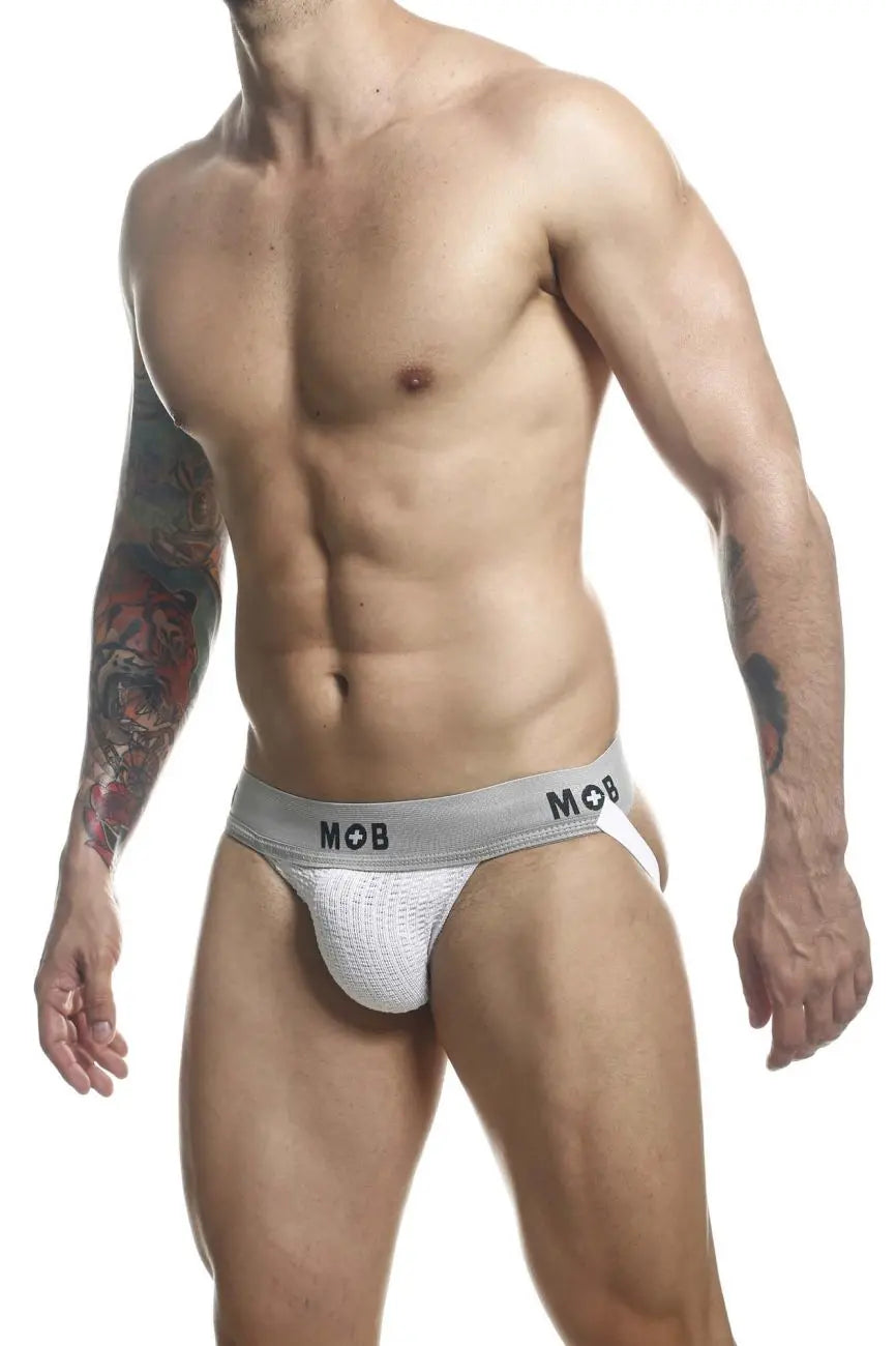 MaleBasics Men's Underwear MBL107 MOB Classic Fetish Jock 3 Inches Jockstrap Color White
