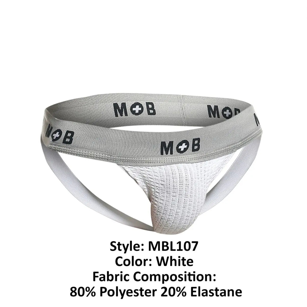 MaleBasics Men's Underwear MBL107 MOB Classic Fetish Jock 3 Inches Jockstrap Color White