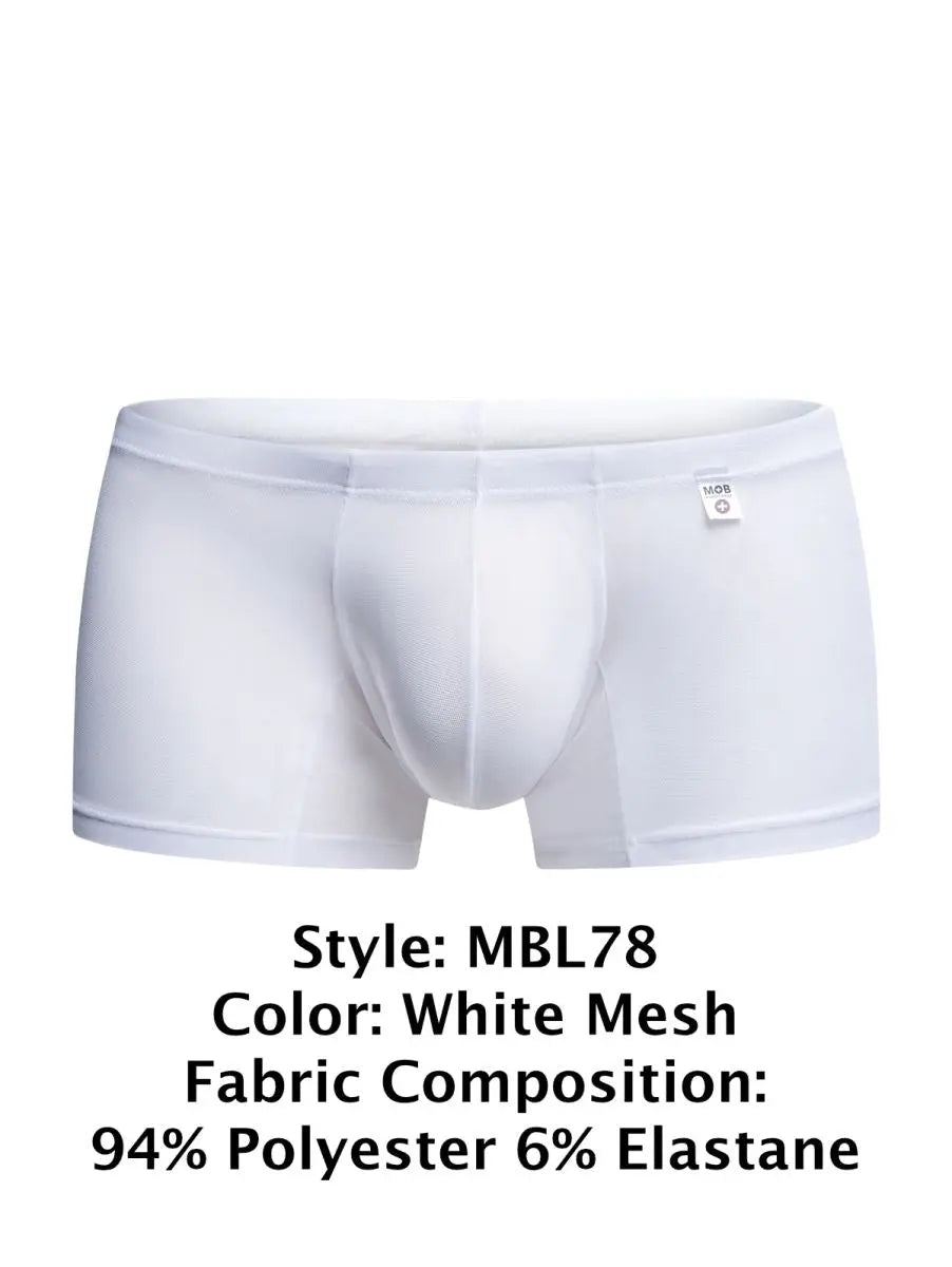 MaleBasics 남성 속옷 MBL78 레이스 트렁크 색상 화이트 메쉬