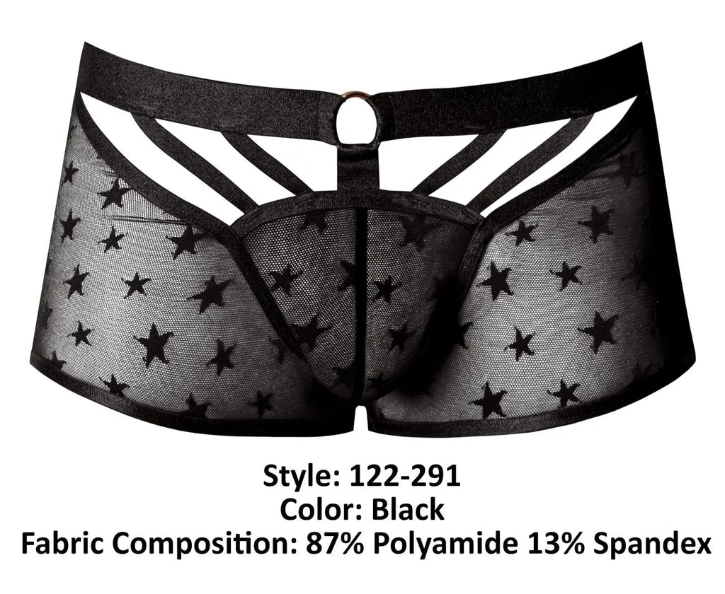 Male Power Men's Underwear 122-291 Love Star Short with Ring Color Black