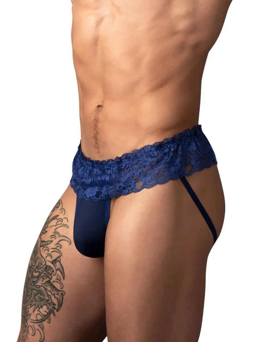 Male Power Men's Underwear 360-280 Sassy Lace Skirt Jock Color Navy