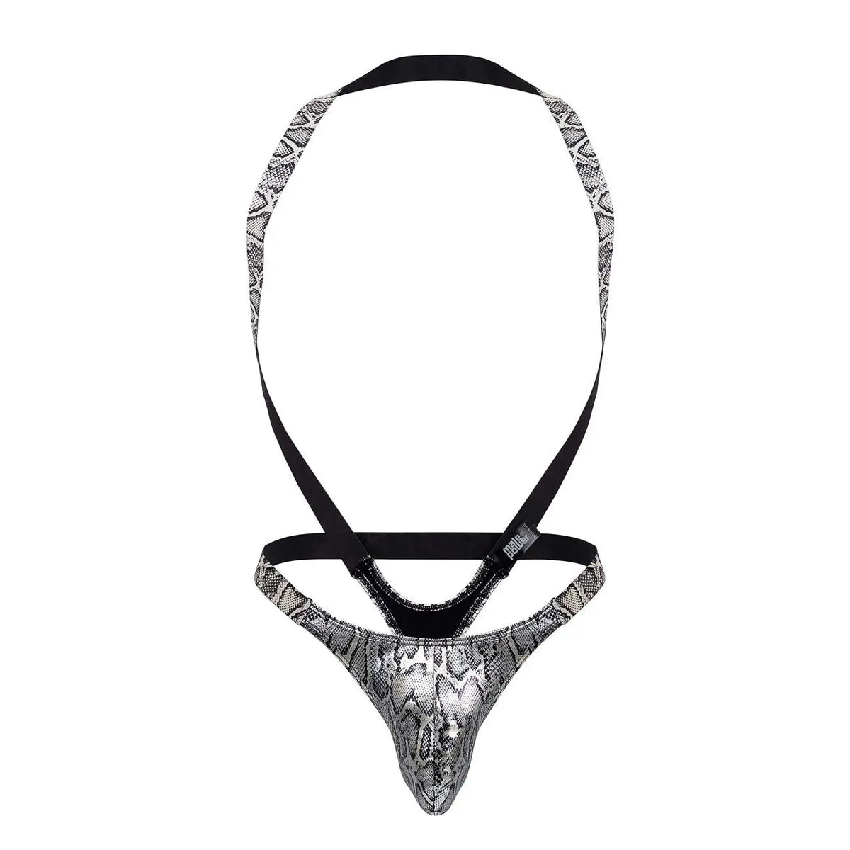 Male Power Men's Underwear 404-282 S-naked Shoulder Sling Harness Thong Color Silver-Black