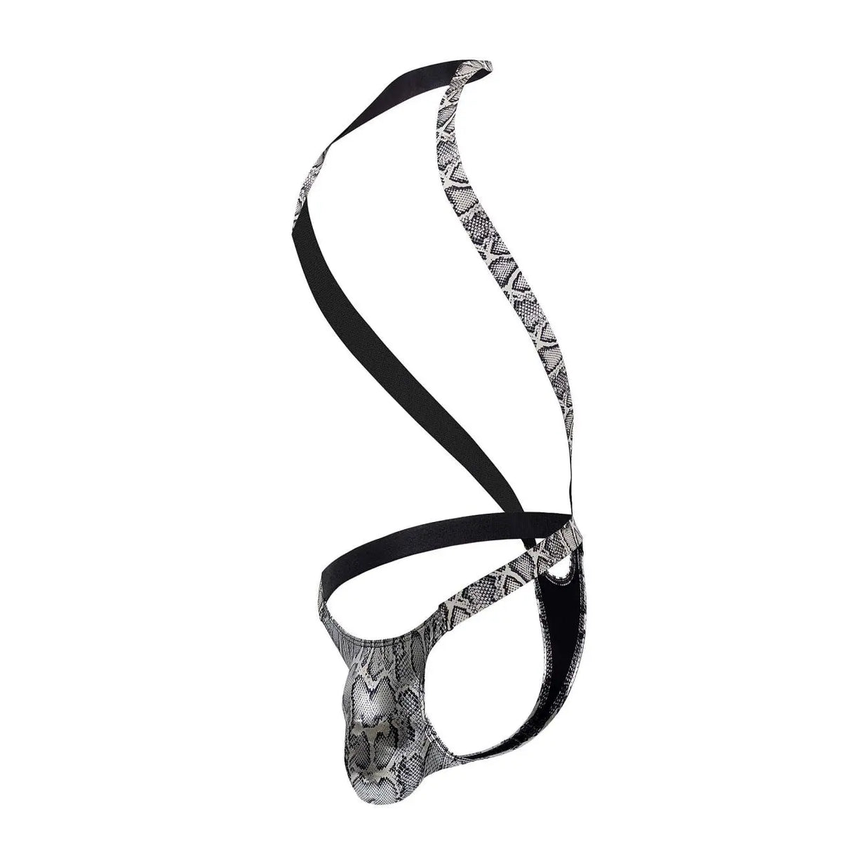 Male Power Men's Underwear 404-282 S-naked Shoulder Sling Harness Thong Color Silver-Black