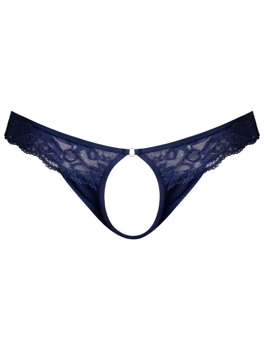 Male Power Men's Underwear 409-280 Sassy Lace Open Ring Thong Color Navy