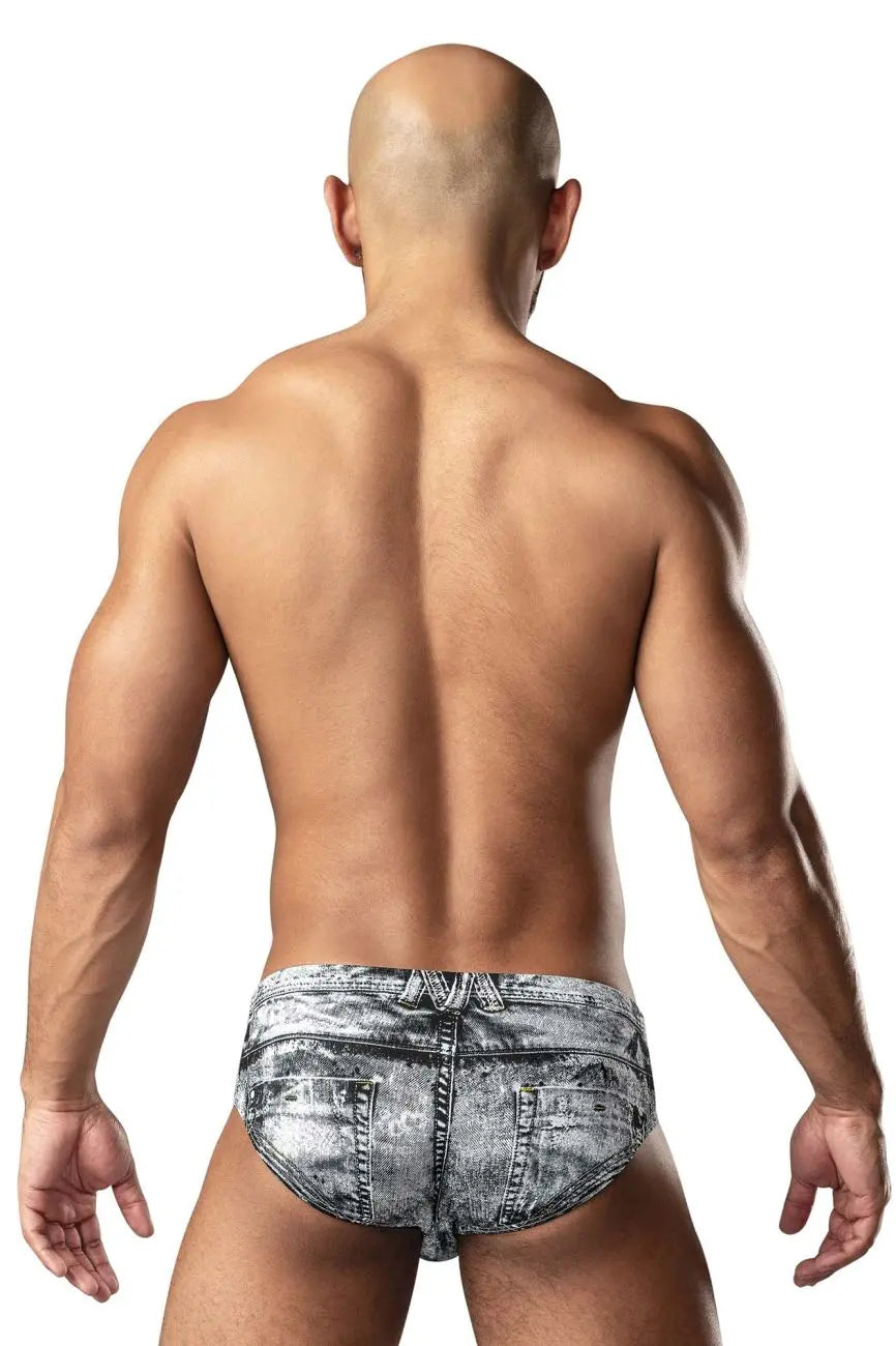 Male Power Men's Underwear 486-286 Dirty Denim Bikini Color Denim Print