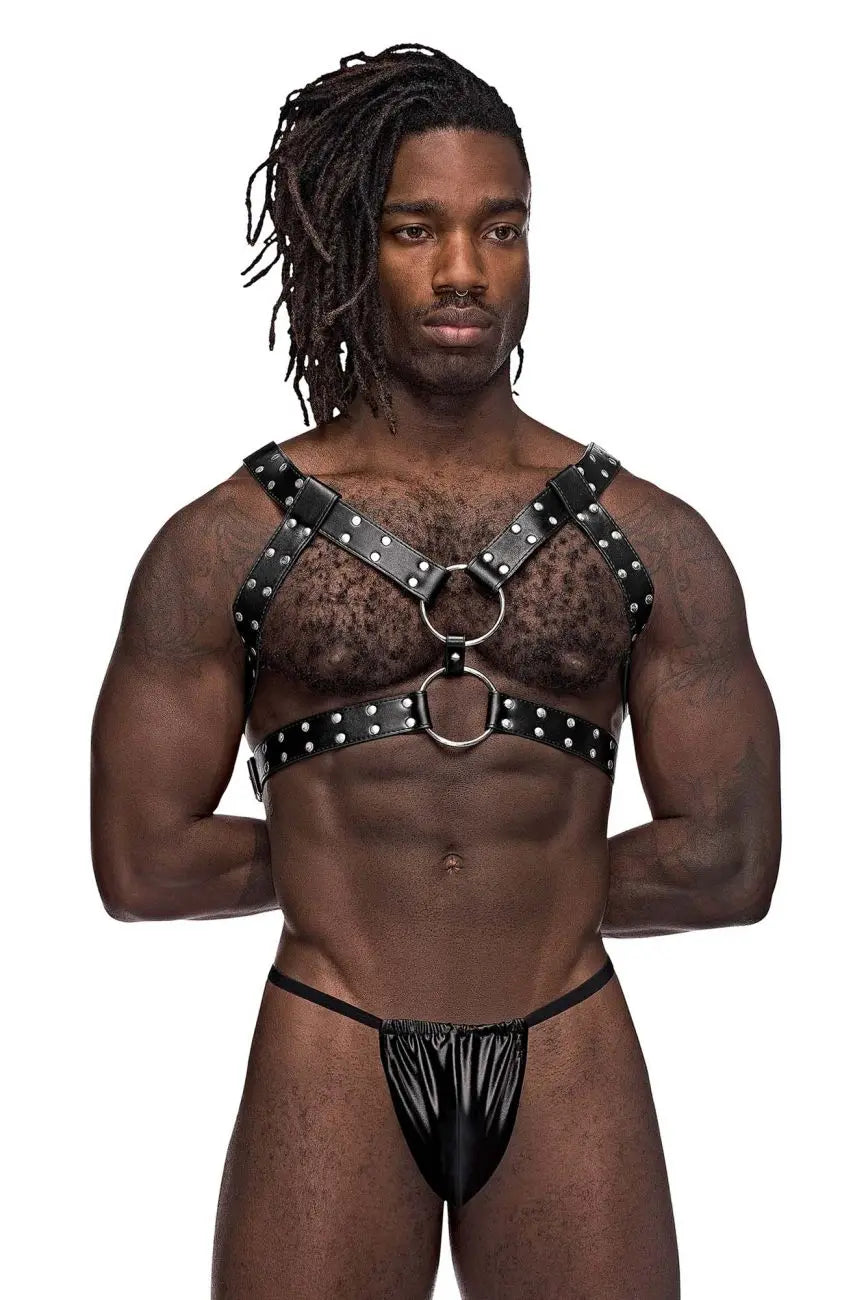 Male Power Men's Underwear 591-266 Leather Gemini Harness Color Black