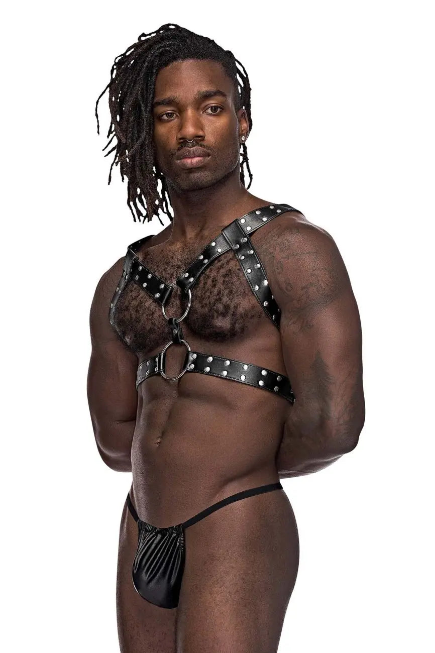Male Power Men's Underwear 591-266 Leather Gemini Harness Color Black