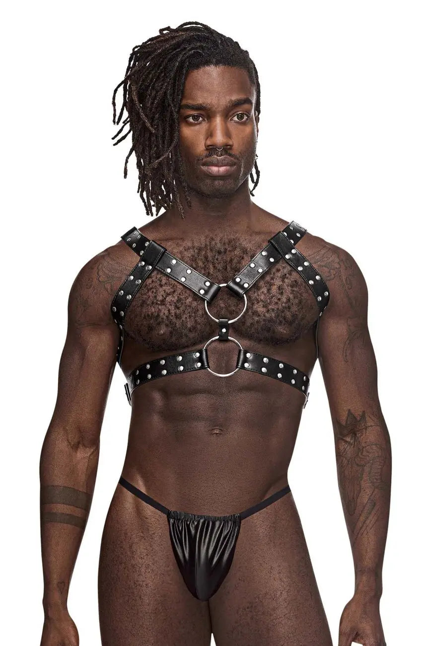 Male Power Men's Underwear 591-266 Leather Gemini Harness Color Black