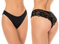 Mapale 142 black no show thong with smooth front and elegant floral lace back.