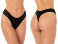 Mapale 143 No Show Thong in black, featuring smooth fabric and floral lace side panels.