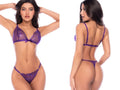 Mapale 80046 Violet Two Piece Exotic Lingerie Set featuring a sheer purple embroidered bra and matching thong.
