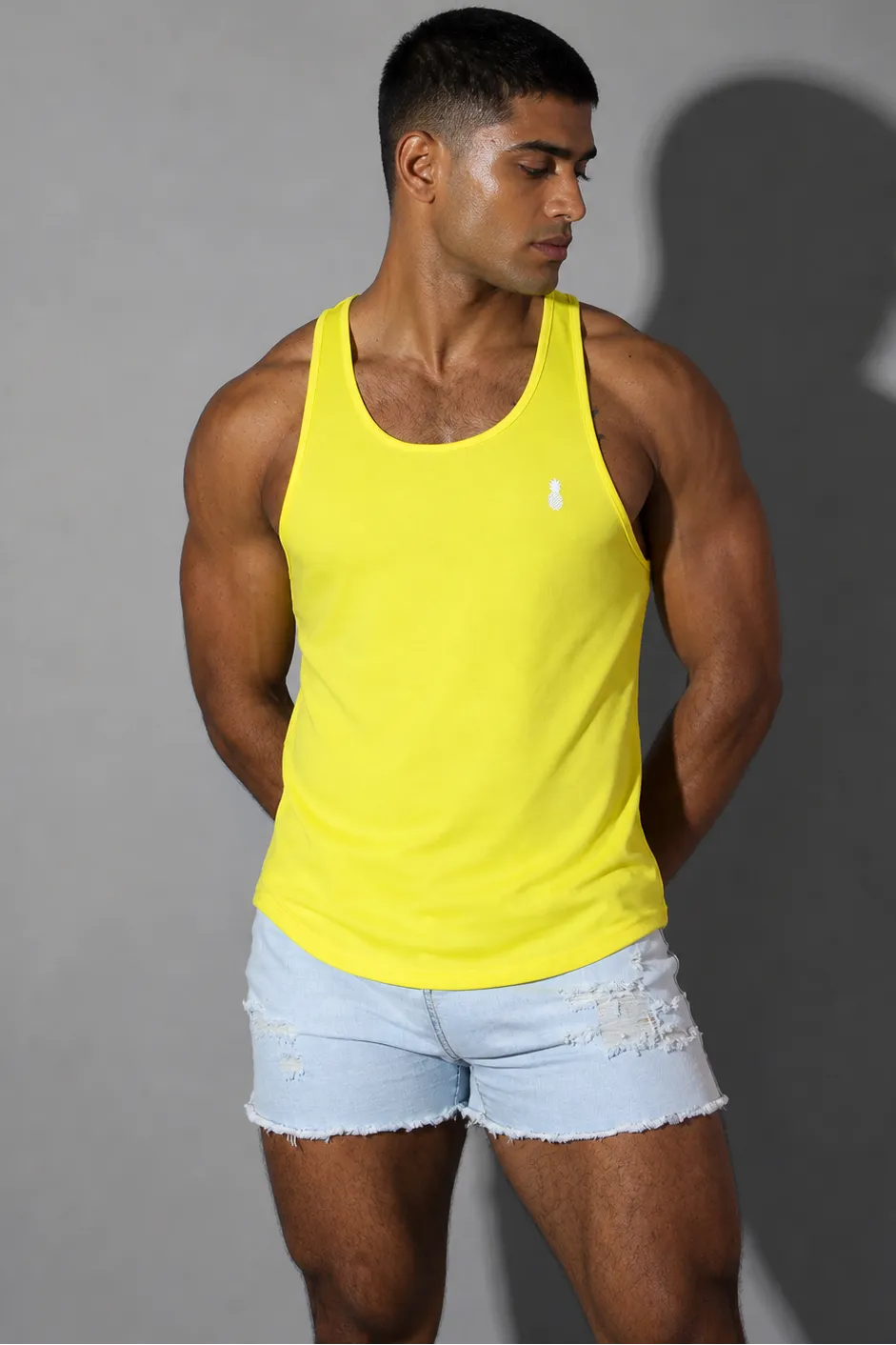 JJ Malibu Men's JJ Cool-Dry Gym Stringer - Lemon Yellow