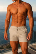JJ Malibu Men's Muscle-fit Men's 2.5'' Stretchy Chino Shorts - Beige