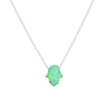 Sterling Silver Opalite Hamsa Hand Necklace