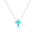 Opalite Cross Necklace, Sterling Silver