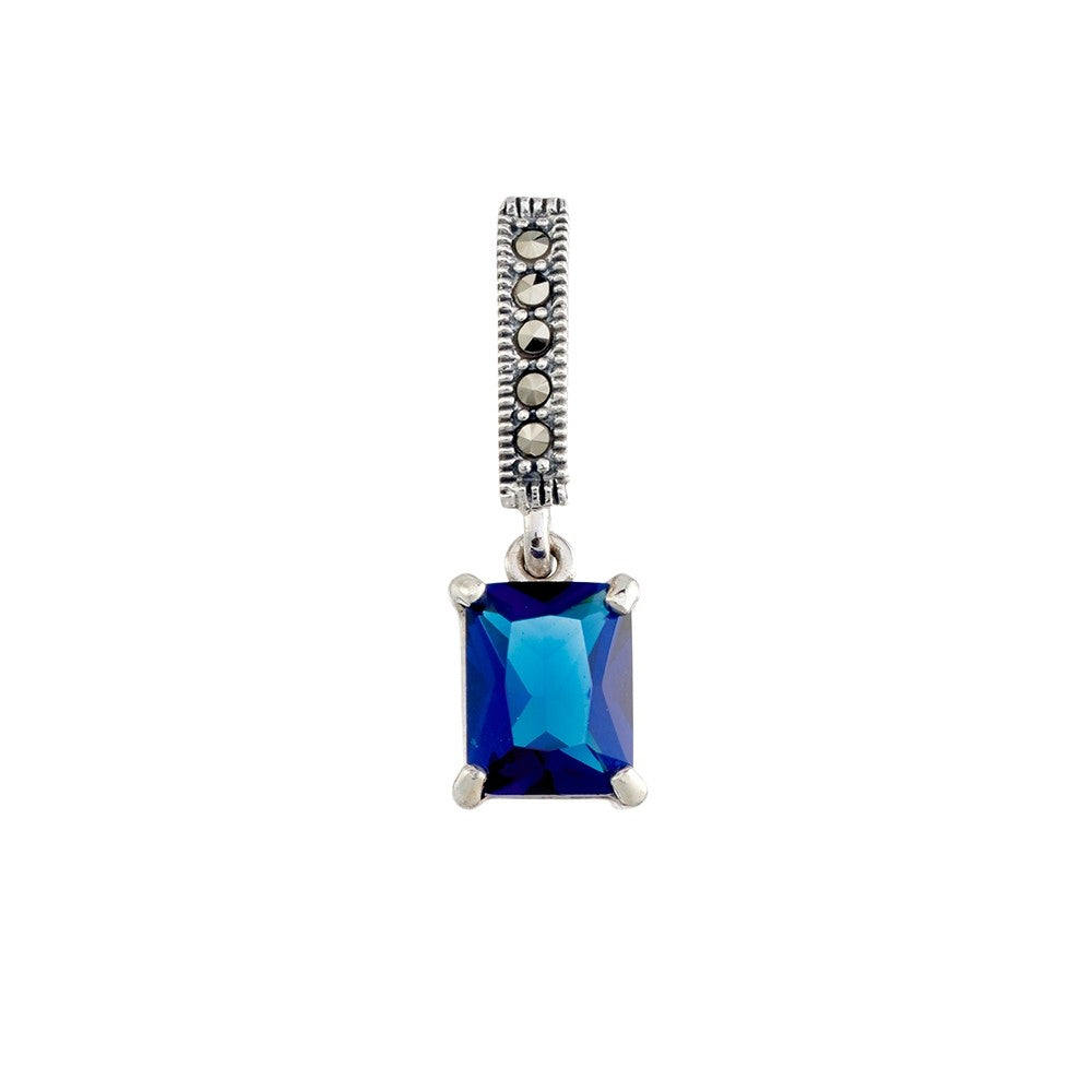 Marcasite Drop Pendant, Sterling Silver, 26x8mm