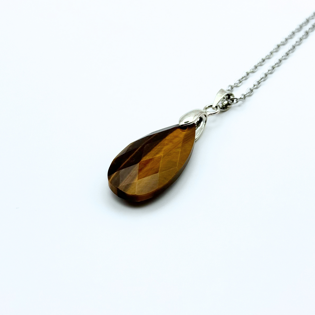 Tear Drop Faceted Natural Gemstone Necklace