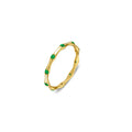 Sterling Silver Abstract Band Ring with Emerald CZ Details
