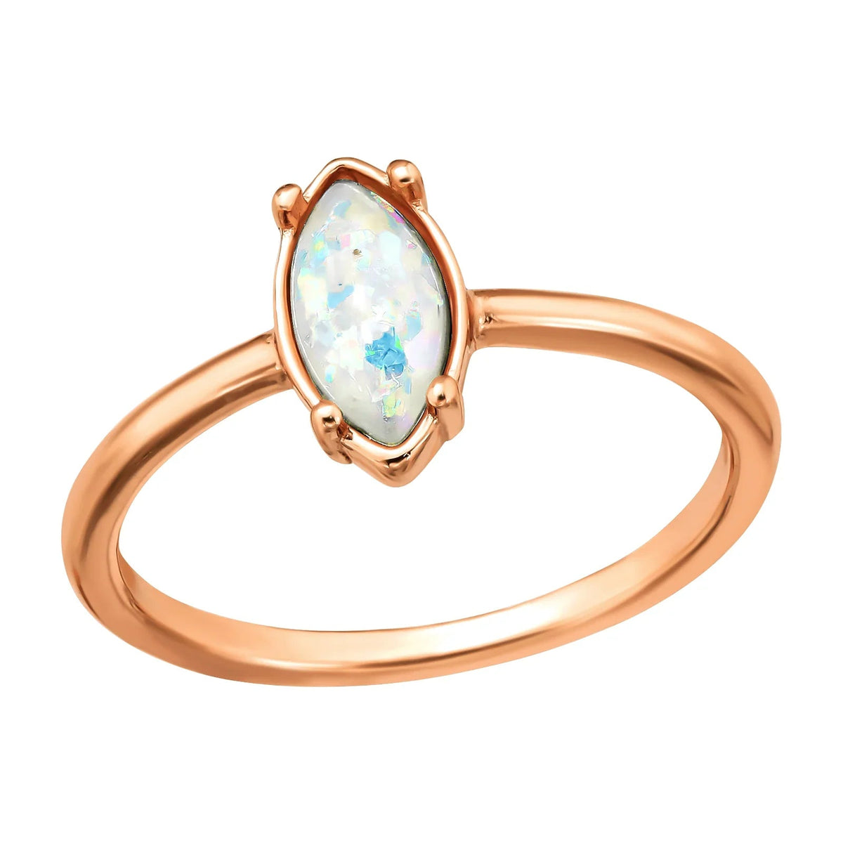Silver Marquise Ring with Imitation Opal