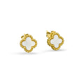 Sterling Silver Gold-Plated Enamel Flower Stud Earrings