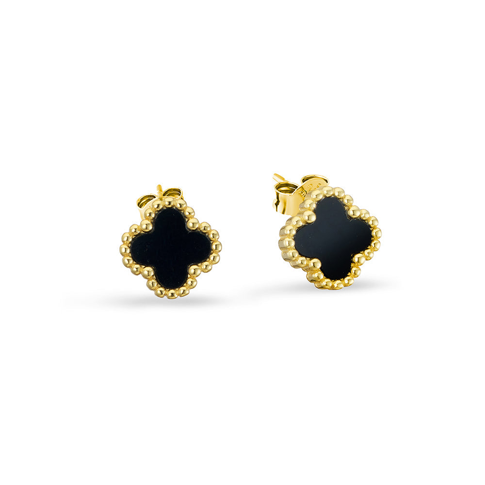 9mm Gold-Plated Sterling Silver Enamel Flower Stud Earrings