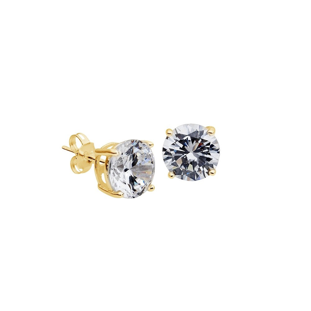 Sterling Silver Claw-Set Round Stud Earrings