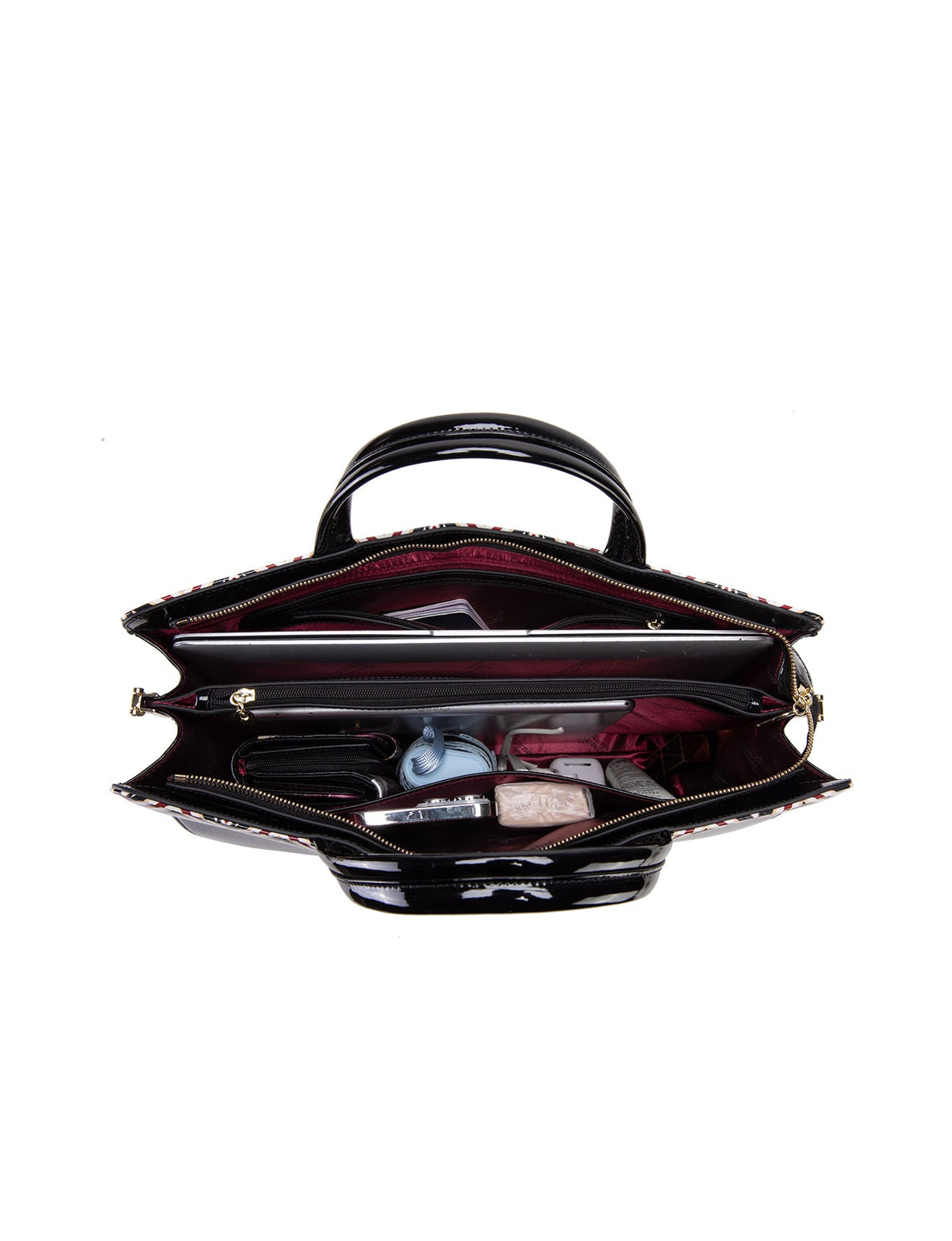 ELOISE PATENT LEATHER LAPTOP BAG-SF25-T21066- SALE