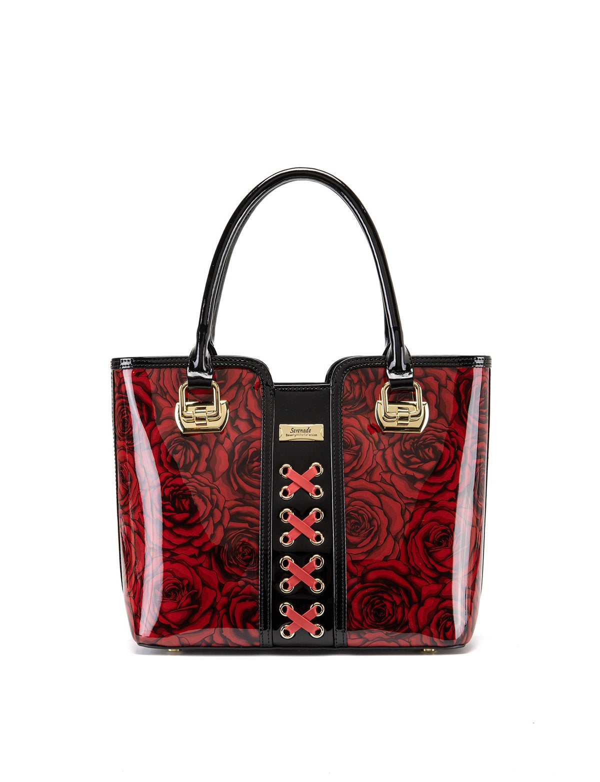 ROSE BUDS MED GRIP HANDLE LEATHER BAG-SF38-0292