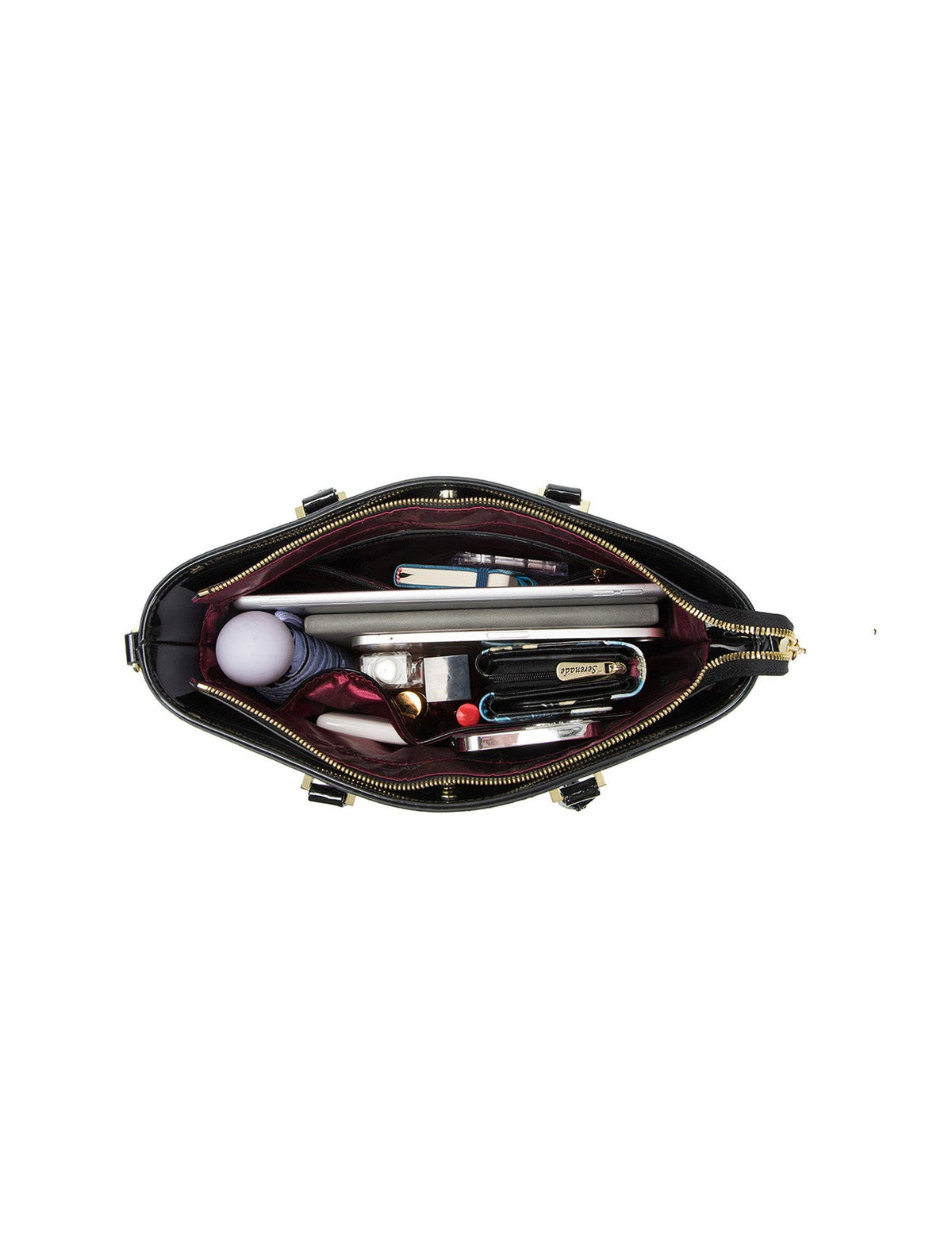 ASPEN PATENT LEATHER GRIP HANDLE BAG- SF4-8787-SALE