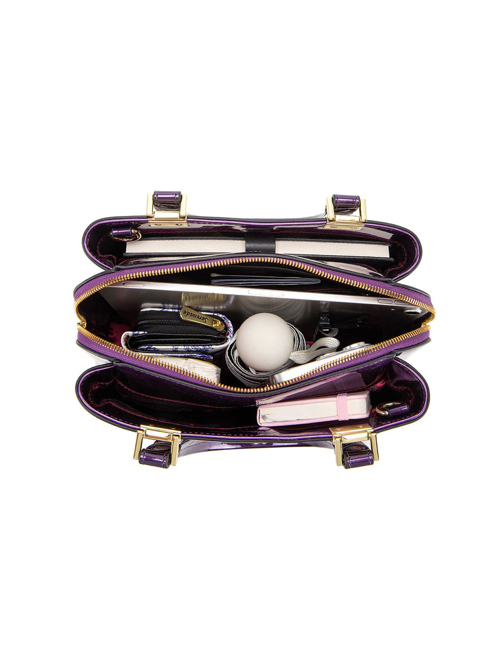 ROSEMARIE PATENT FINISH MULTICOMPARTMENT BAG- SF47-0450