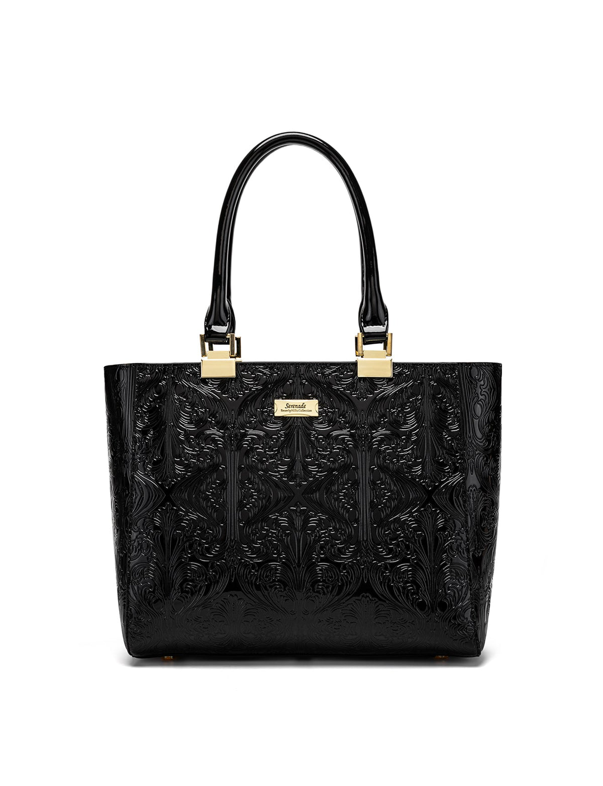 CAROLINA EMBOSSED PATENT LEATHER BAG - BLACK