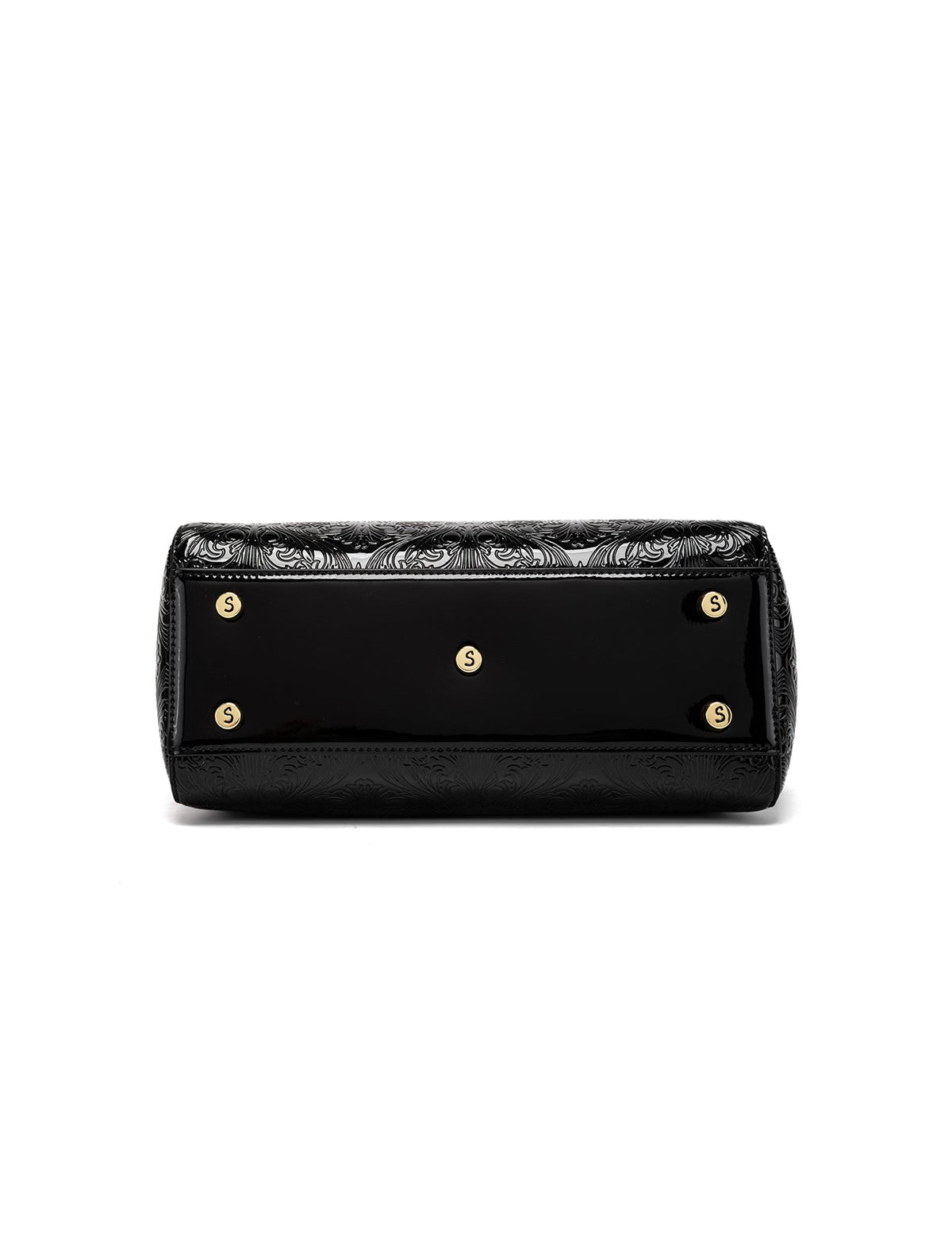 CAROLINA EMBOSSED PATENT LEATHER BAG - BLACK