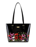 PEONY PATENT LEATHER TOTE  - FLORAL PRINT