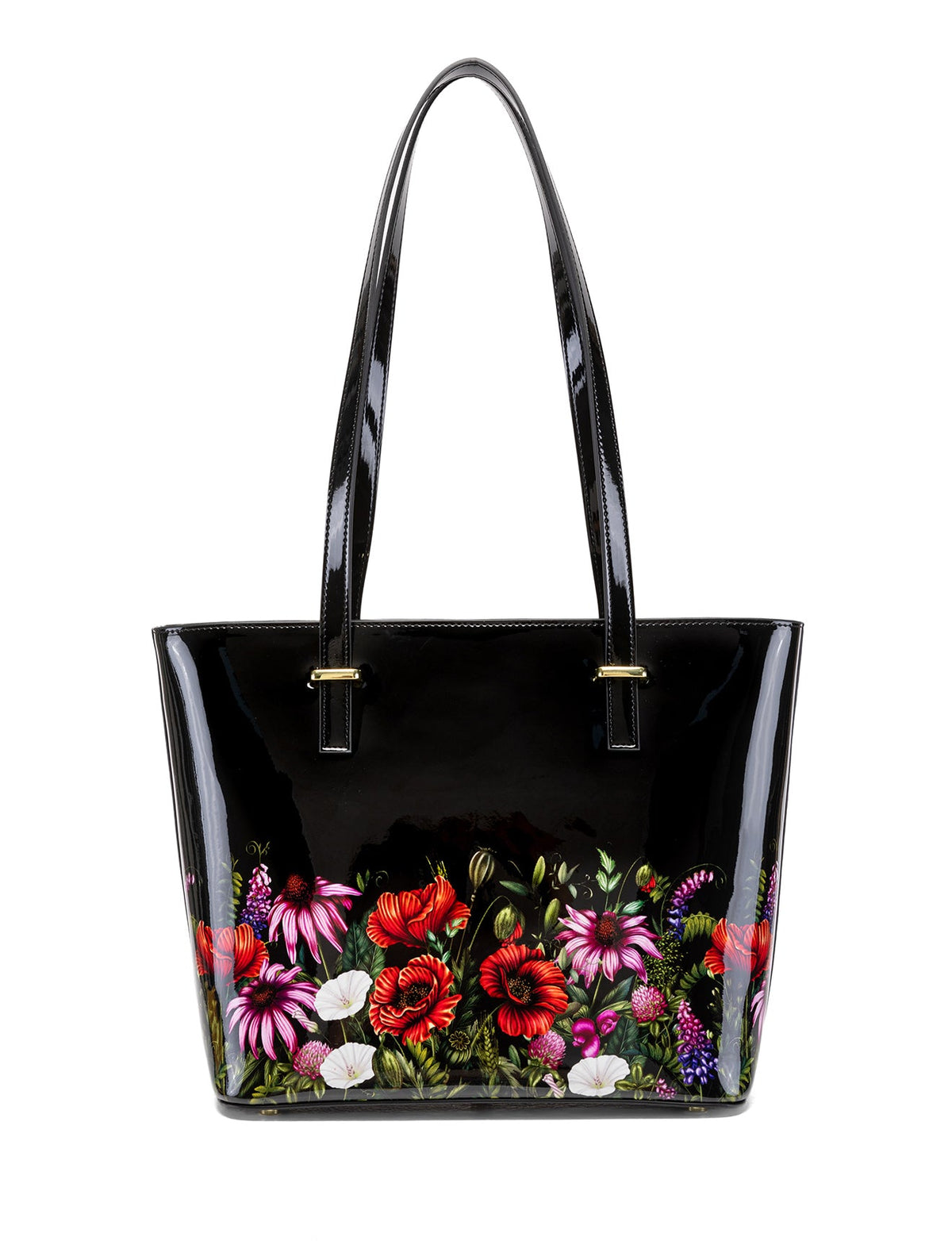 PEONY PATENT LEATHER TOTE  - FLORAL PRINT
