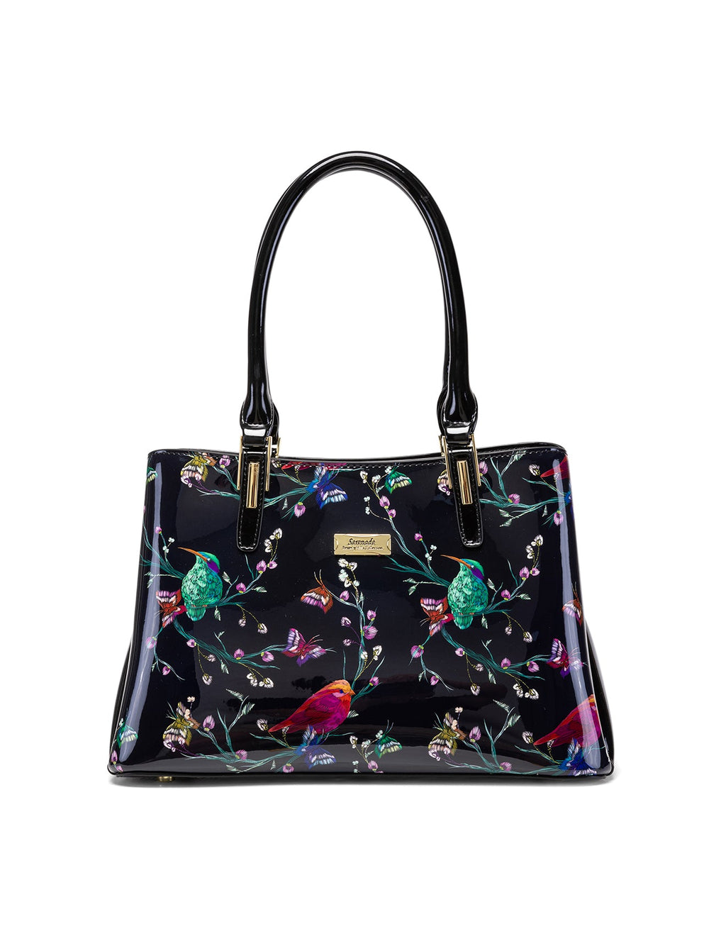 HUMMINGBIRD SINGS PATENT LEATHER BAG  - BIRD PRINT