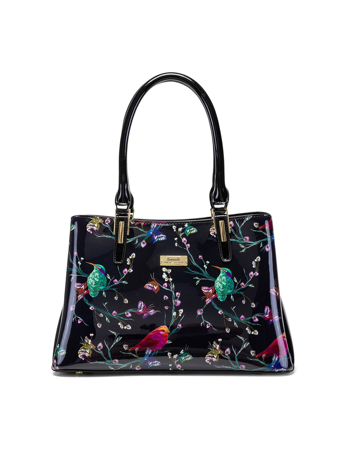 HUMMINGBIRD SINGS PATENT LEATHER BAG  - BIRD PRINT