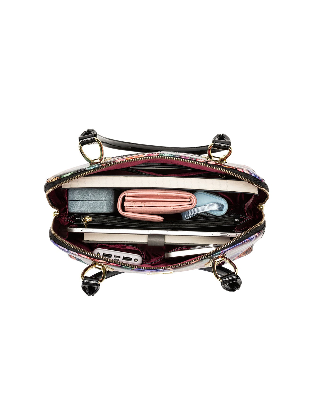 ROSETTA PATENT LEATHER BAG  - ROSE PRINT