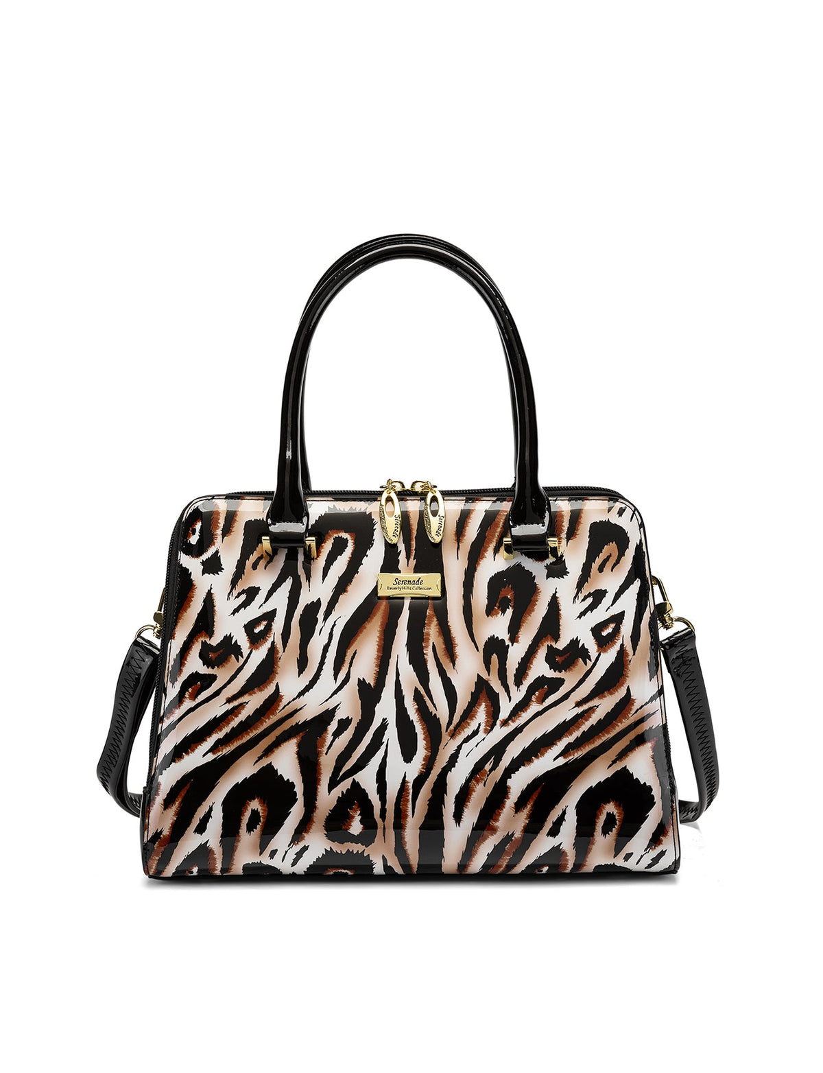 COUGAR PATENT LEATHER HANDBAG - COUGAR PRINT