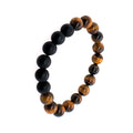 Men's Tiger Eye & Agate Beaded Stainless Steel Bracelet