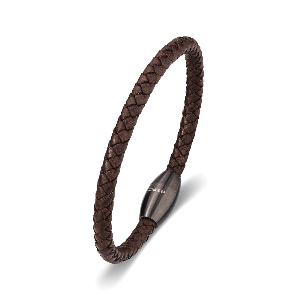Blaze Men's Leather Bangle with Gunmetal Magnetic Clasp