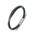 Blaze Men's Double-Strand Black Leather Bangle