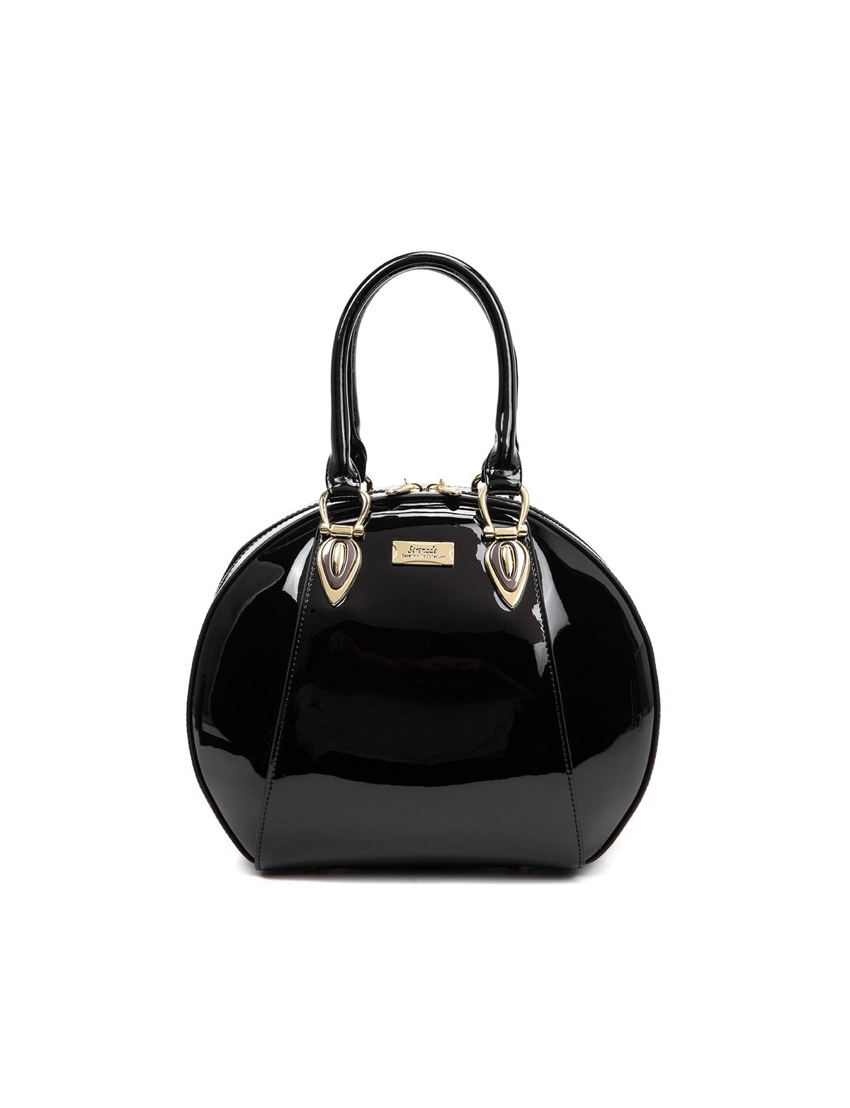 ALLURA ROUNDED MINI PATENT LEATHER HANDBAG-SV1-0293-BLK