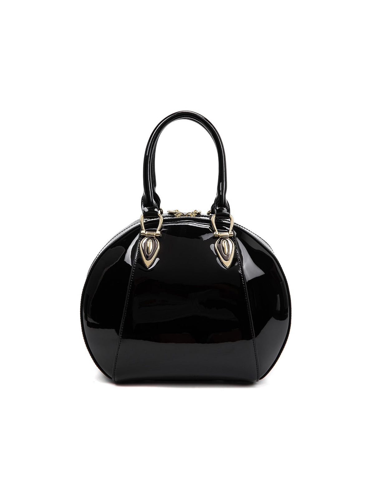 ALLURA ROUNDED MINI PATENT LEATHER HANDBAG-SV1-0293-BLK