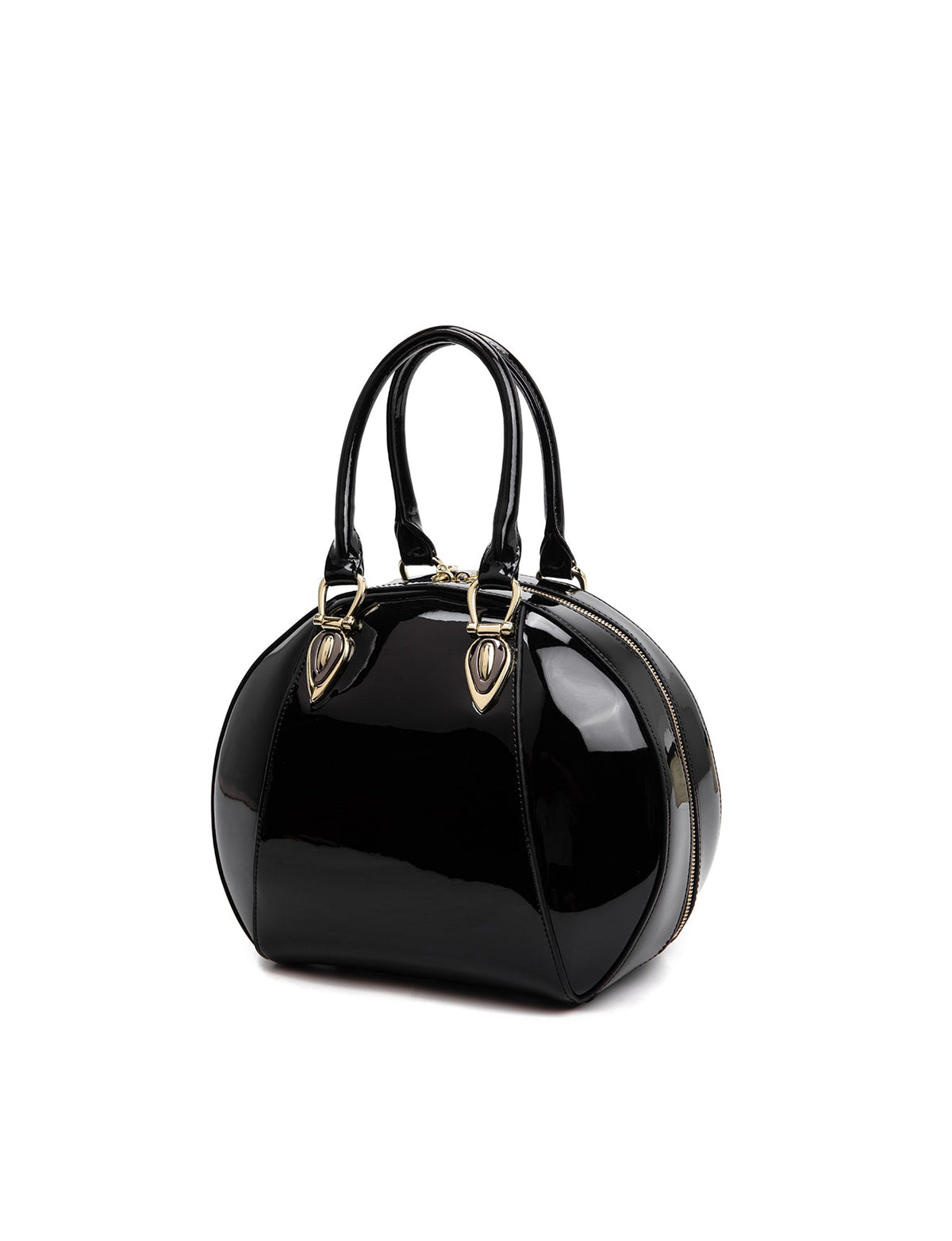 ALLURA ROUNDED MINI PATENT LEATHER HANDBAG-SV1-0293-BLK