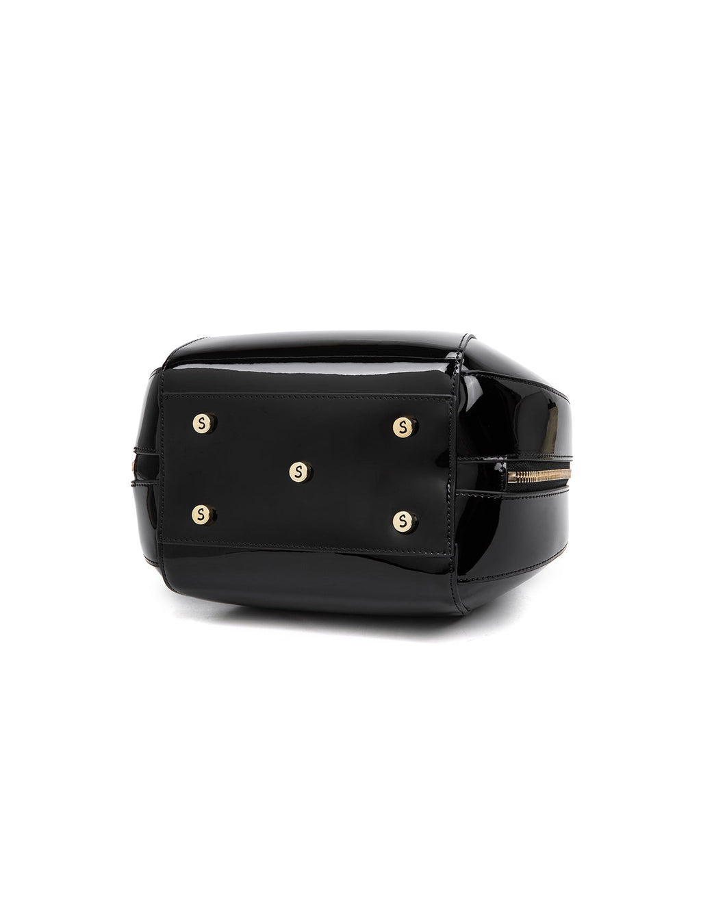 ALLURA ROUNDED MINI PATENT LEATHER HANDBAG-SV1-0293-BLK