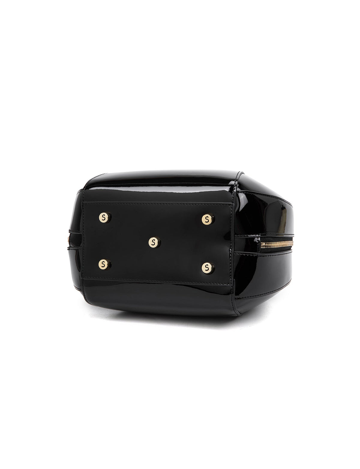 ALLURA ROUNDED MINI PATENT LEATHER HANDBAG-SV1-0293-BLK