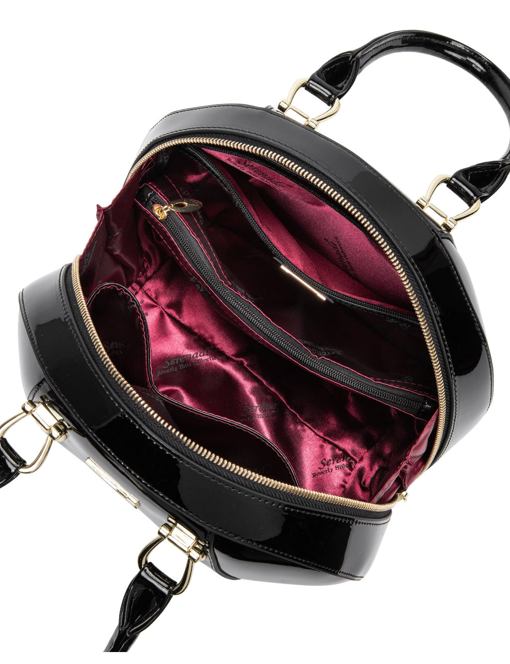 ALLURA ROUNDED MINI PATENT LEATHER HANDBAG-SV1-0293-BLK