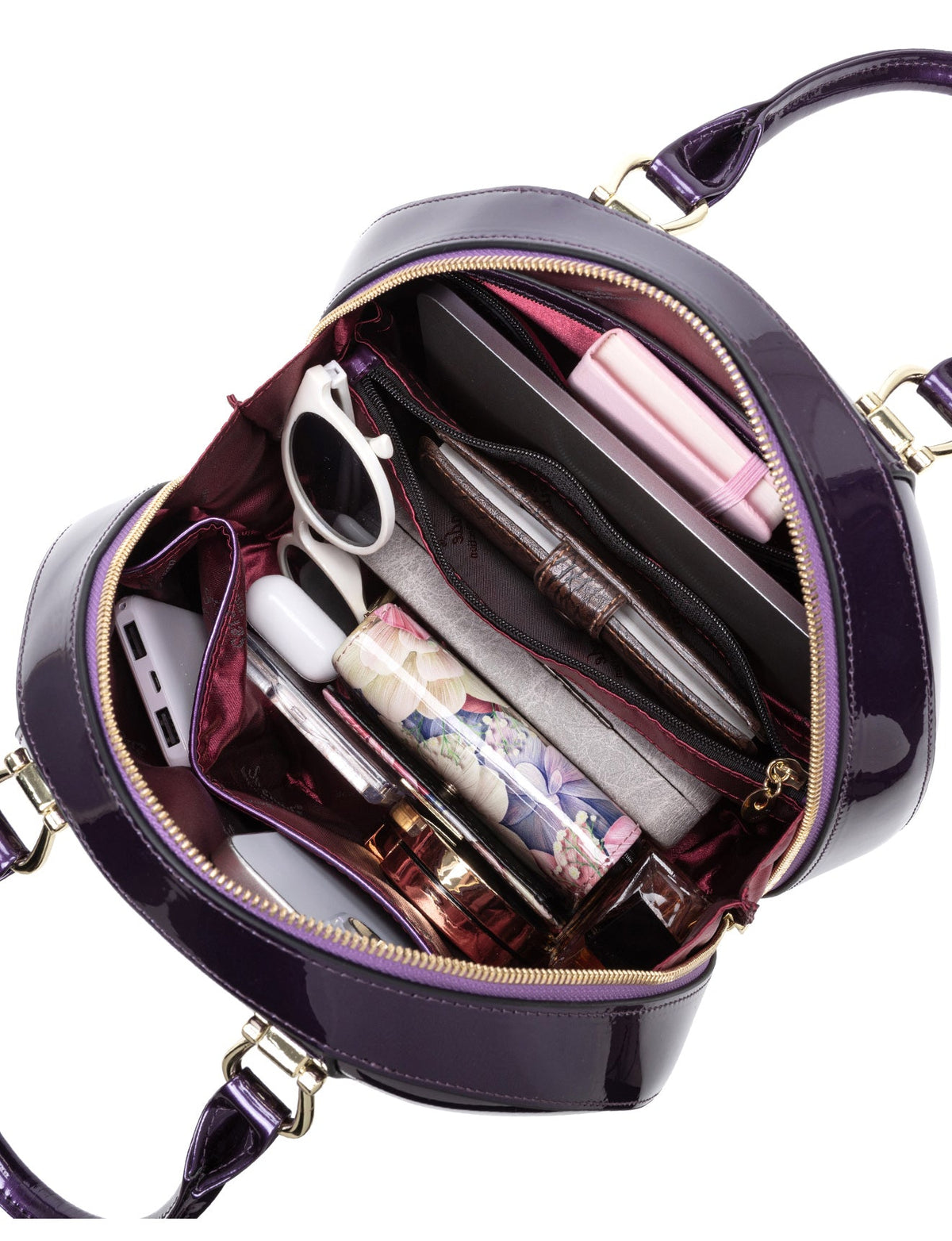 ALLURA ROUNDED MINI PATENT LEATHER HANDBAG-SV1-0293-PUR